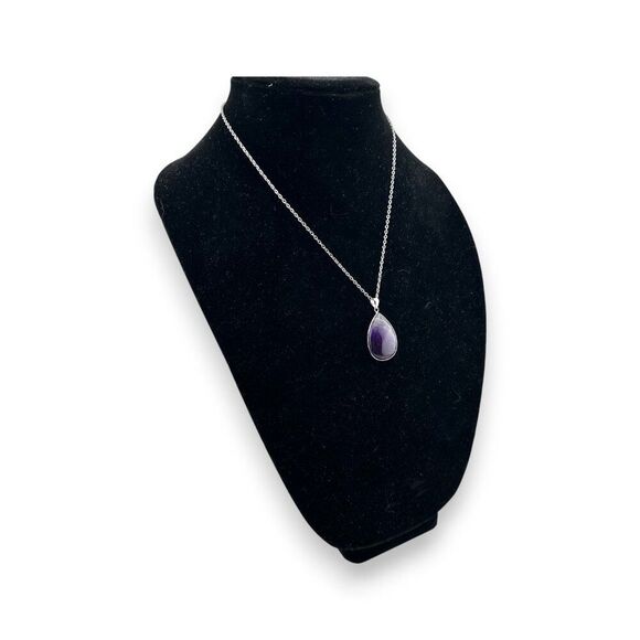 Amethyst Pendant Necklace Silver Wrapped - Picture 7 of 10